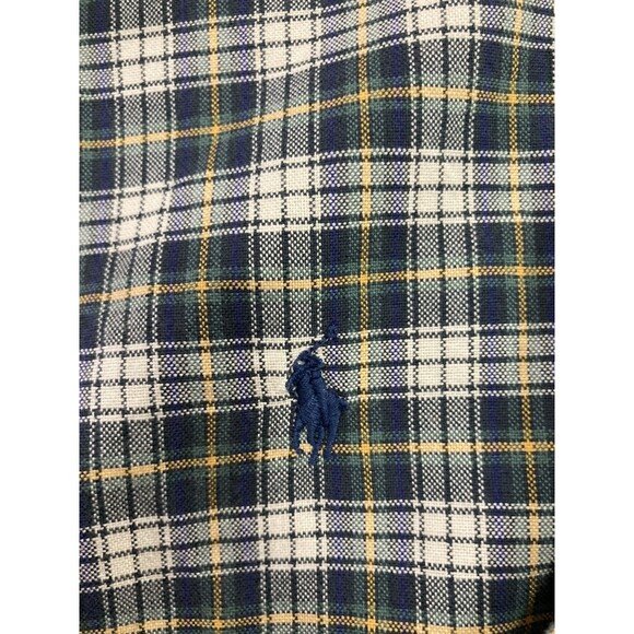 Ralph Lauren Boys L Green Blue Plaid Button Down Oxford Long Sleeve Preppy - Picture 3 of 6